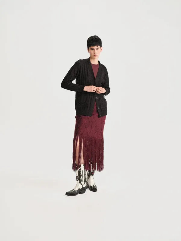 Falda not so basic vino - negro frente