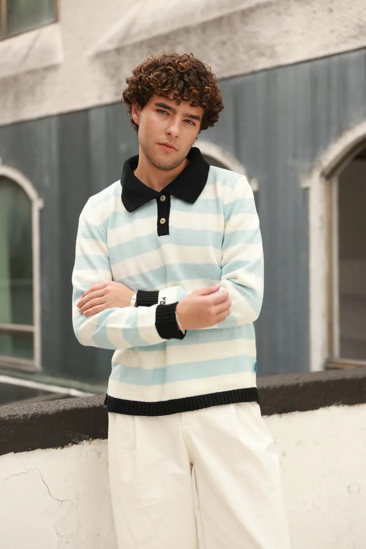 Polo Rayas Combinado Albiceleste Hombre foto de frente