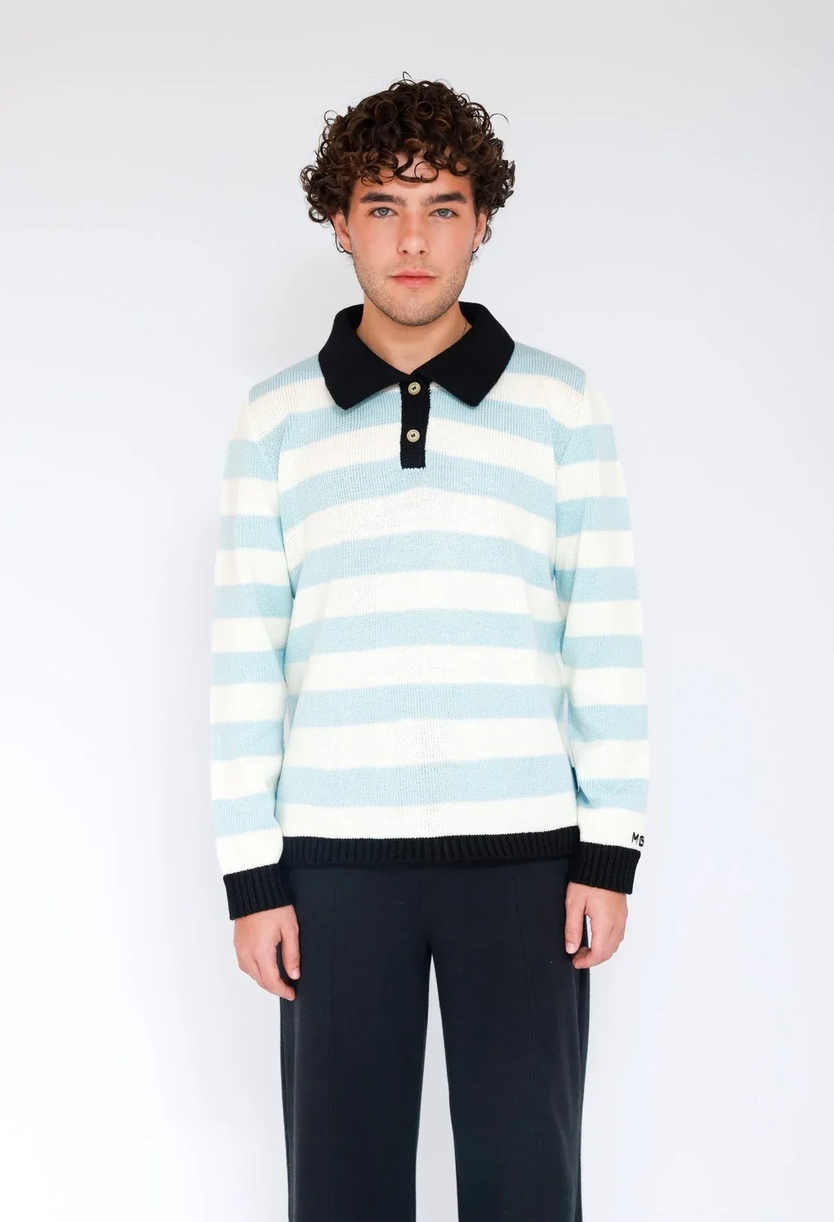 Polo Rayas Combinado Albiceleste Hombre foto de frente