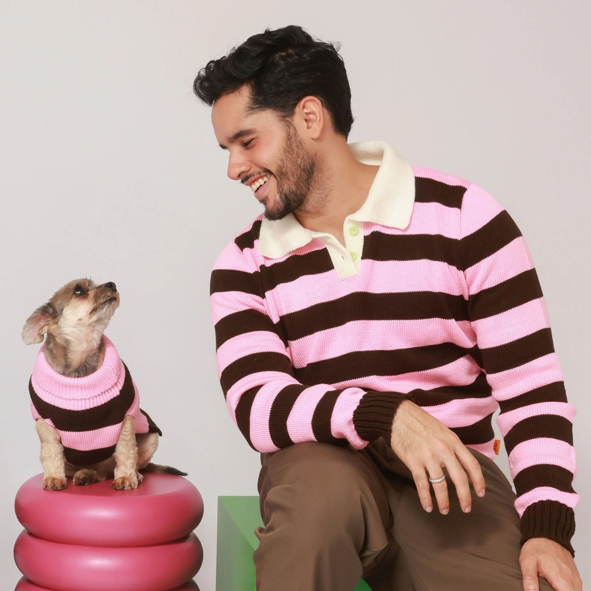Sweater Rayas Rosado y Café Pets