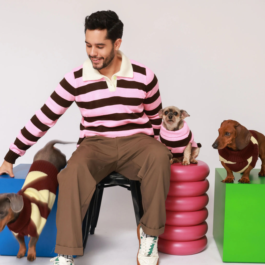 Sweater Rayas Rosado y Café Pets