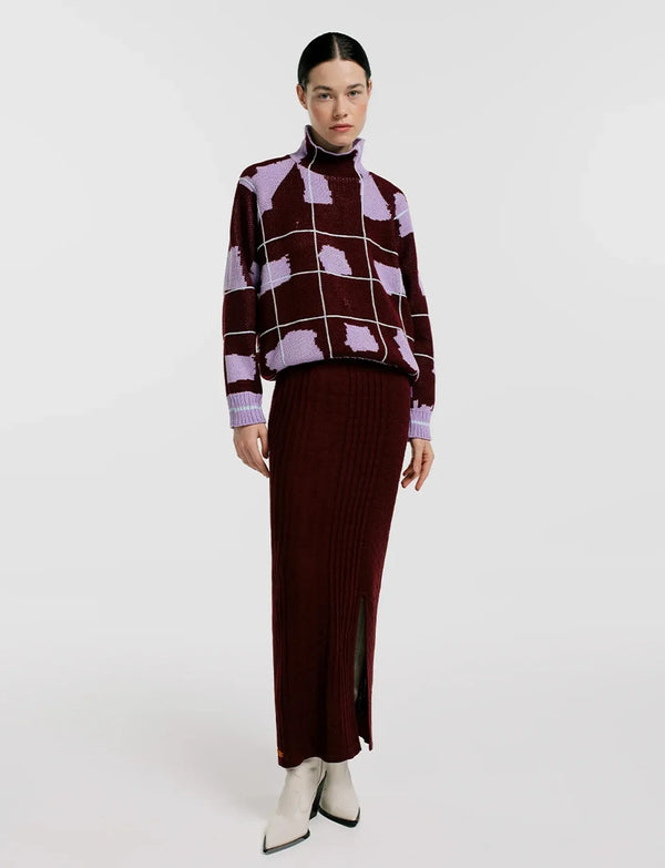 Saco tartan Lila foto de cuerpo entero