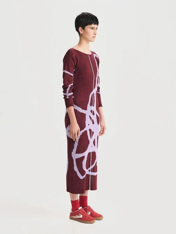 Vestido Largo Nudo Vinotinto Foto de lado derecho