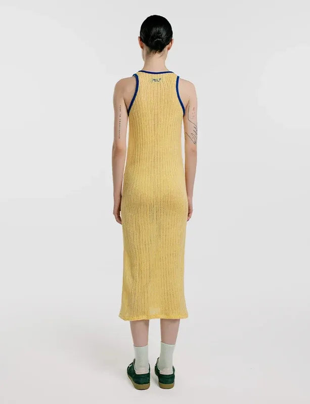 Vestido Midi Amarillo de espalda