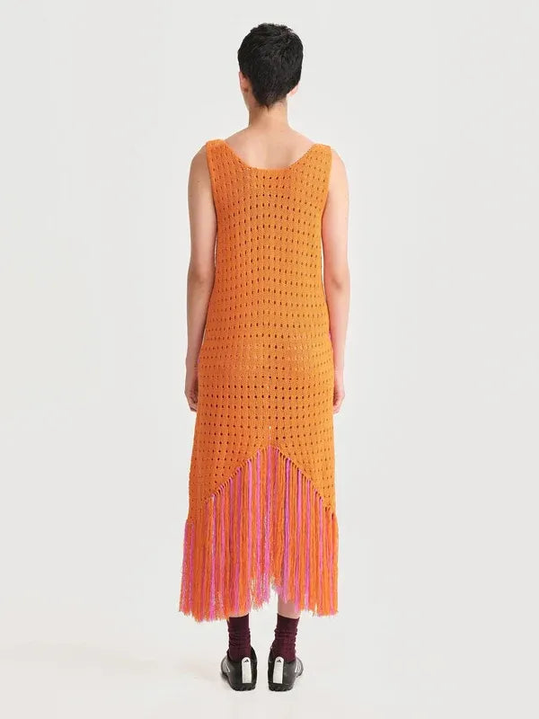 Vestido Vacaciones Naranja Foto de espalda
