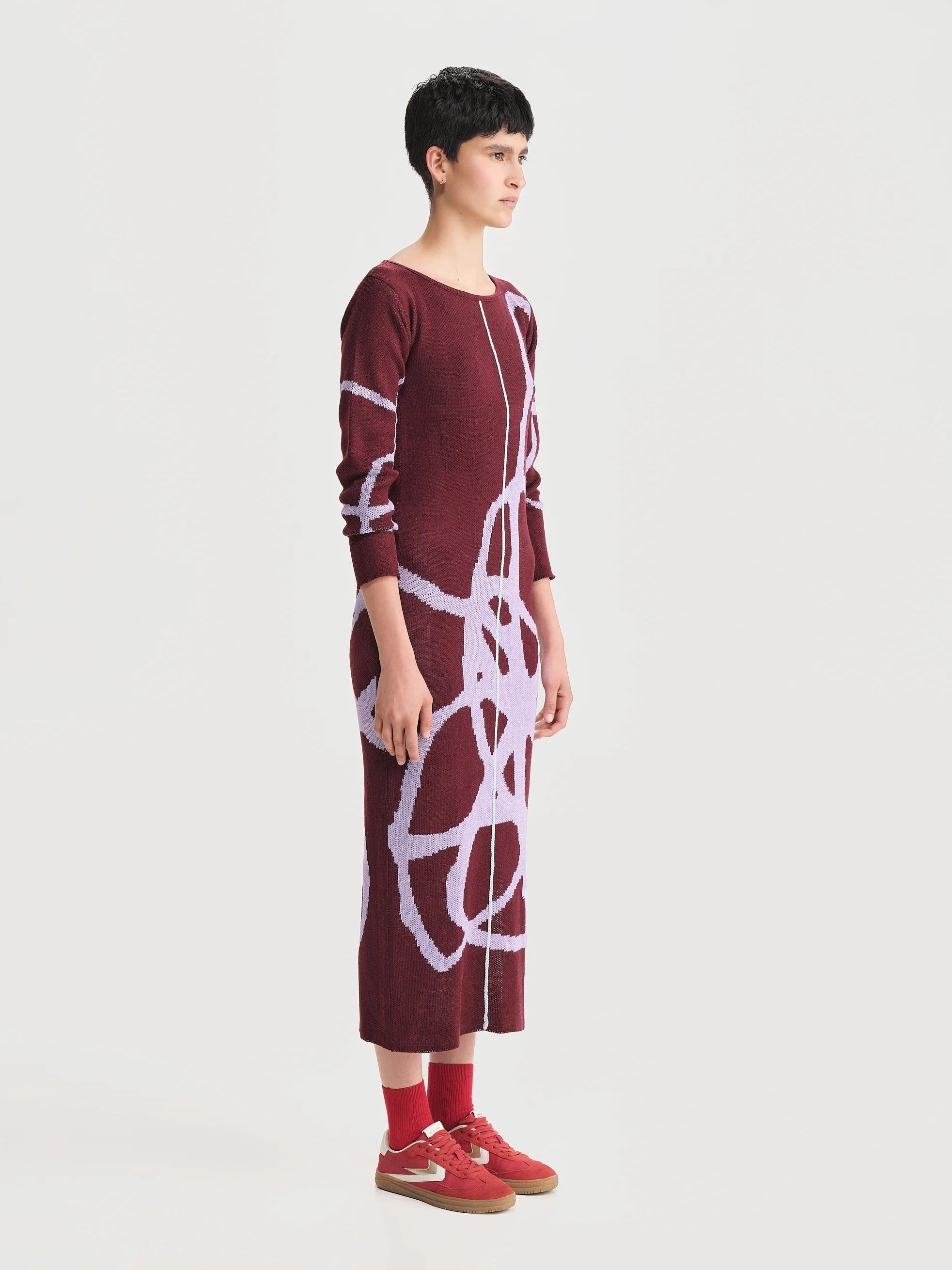 Vestido Largo Nudo Vinotinto
