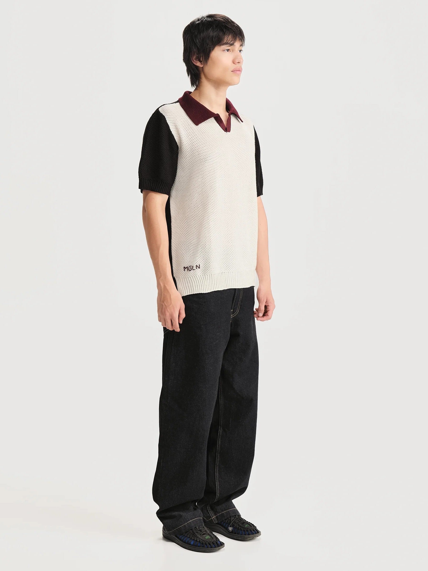 Camiseta Polo Boliche Blanco Hombre