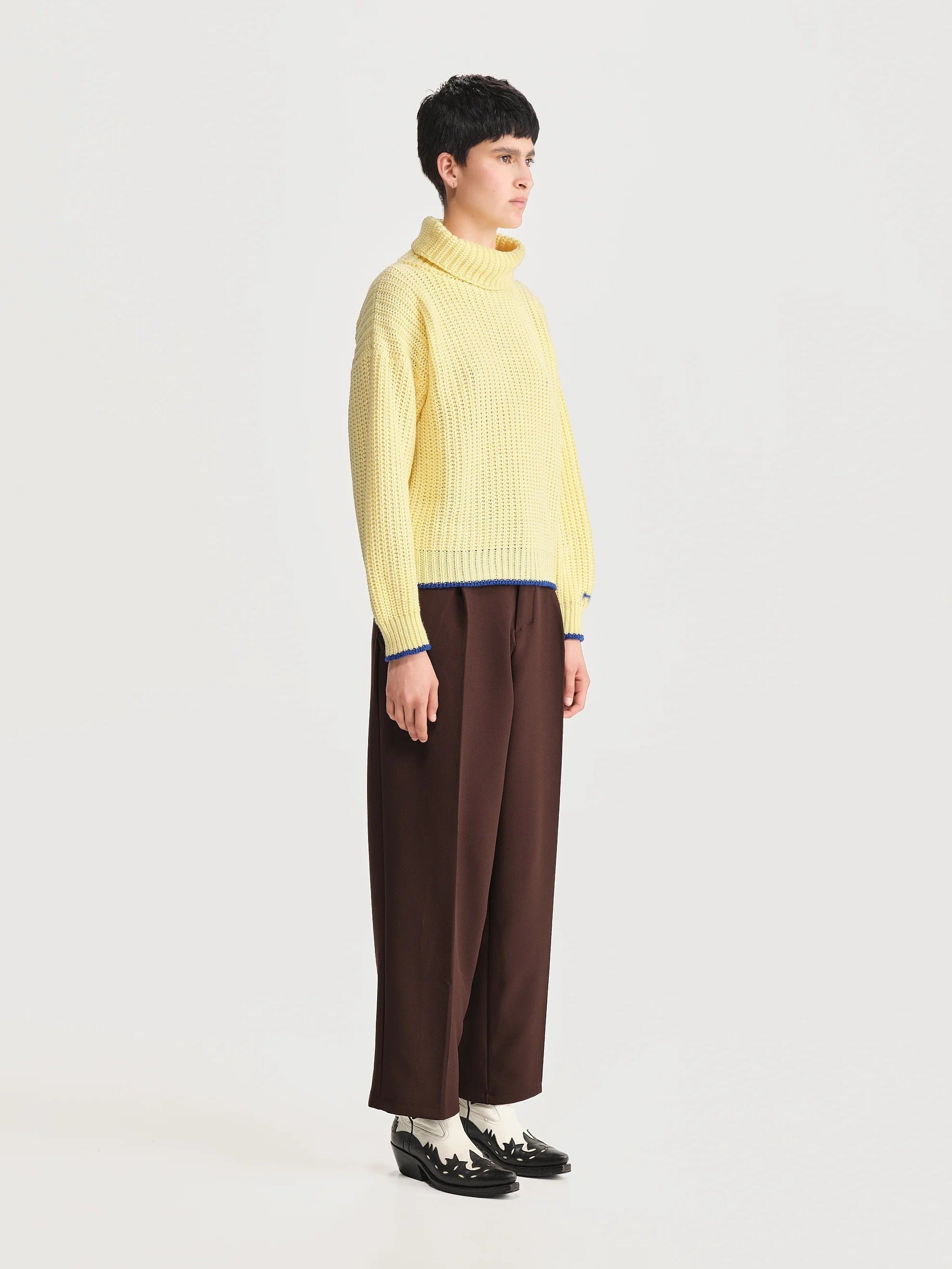 Saco Cuello Tortuga Inglés Amarillo/azul Mujer