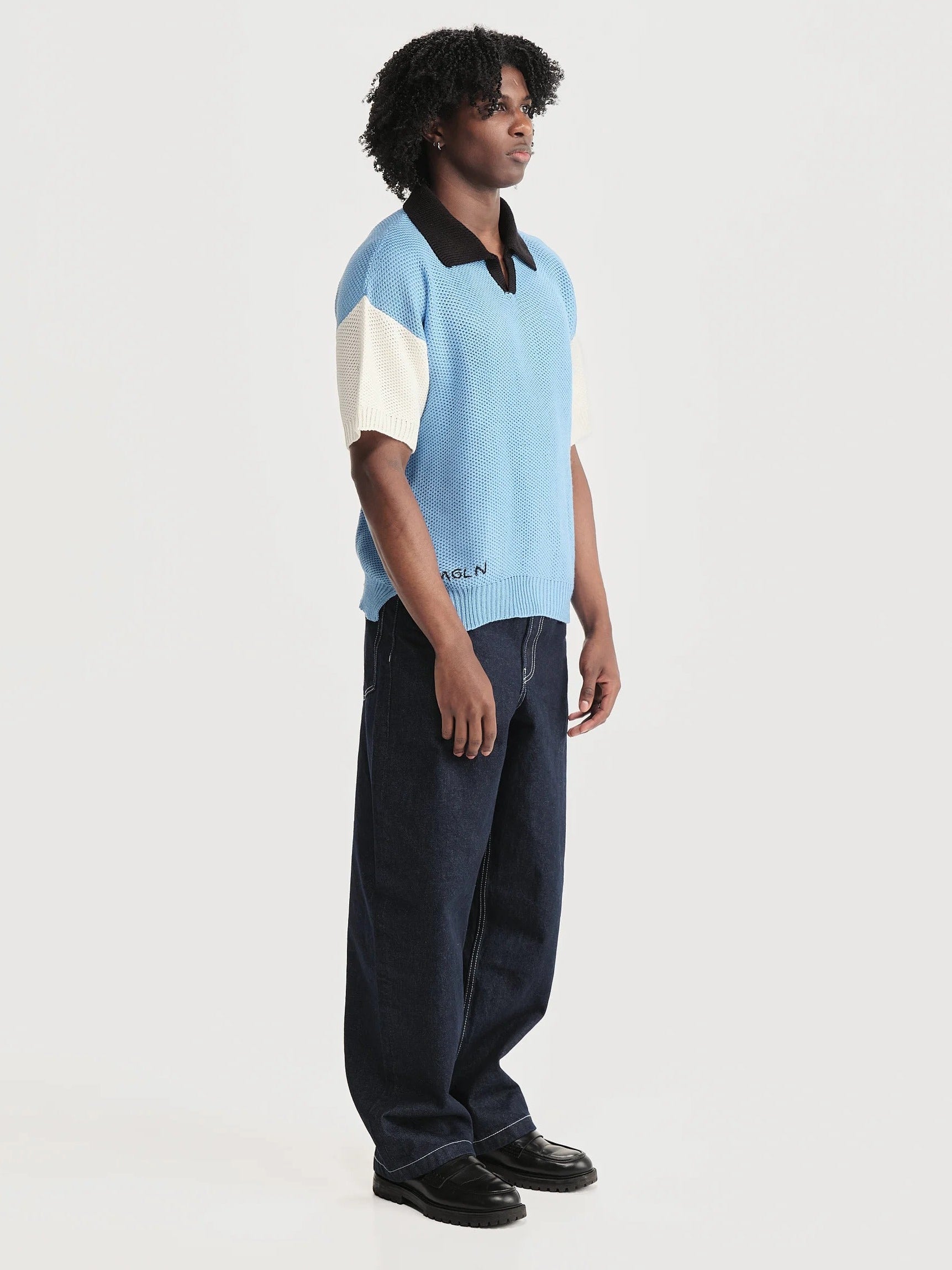 Camiseta Polo Boliche Azul Hombre