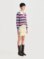 Polo Rayas Combinado Rojo Azul Mujer