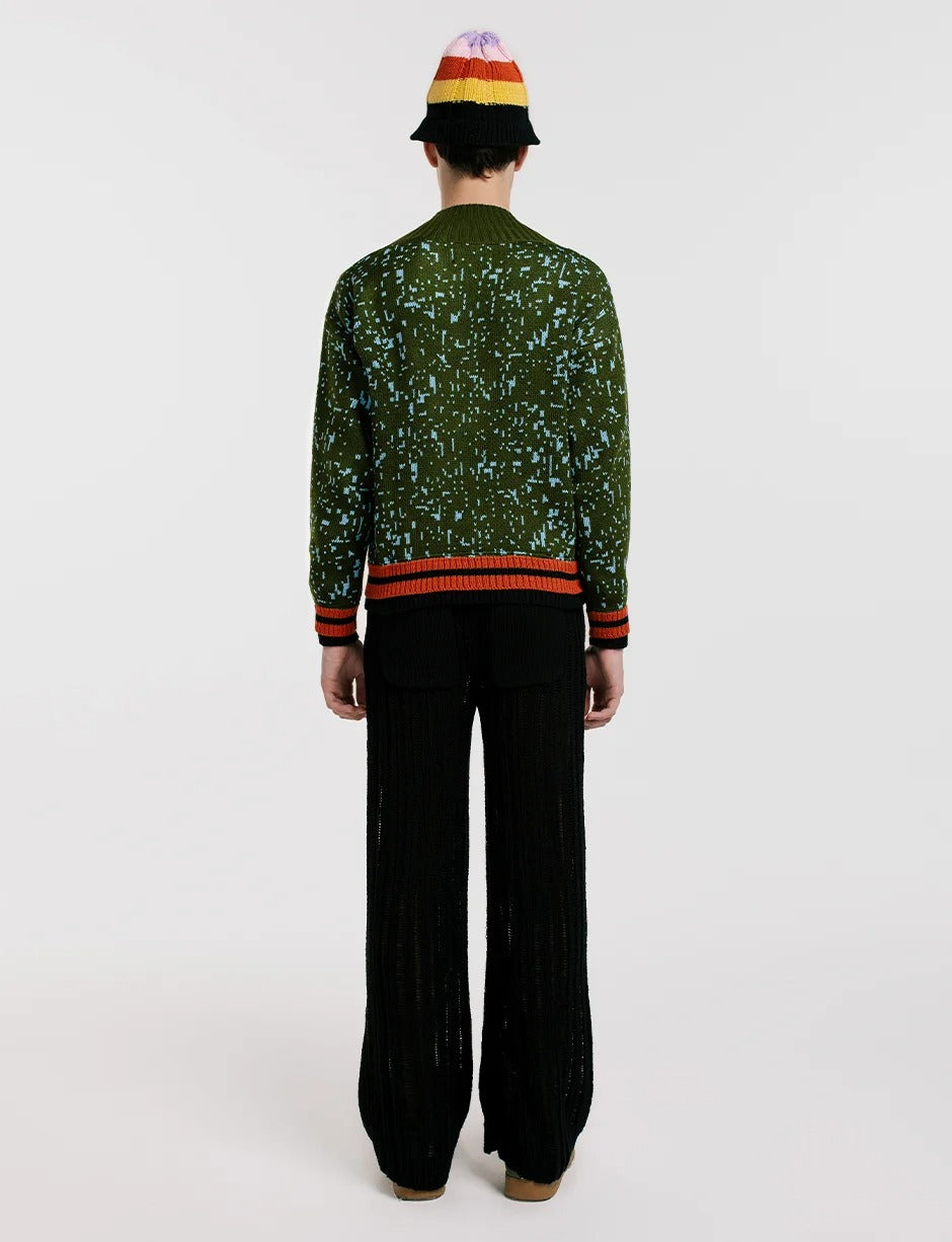 Saco V Pixel Verde Hombre