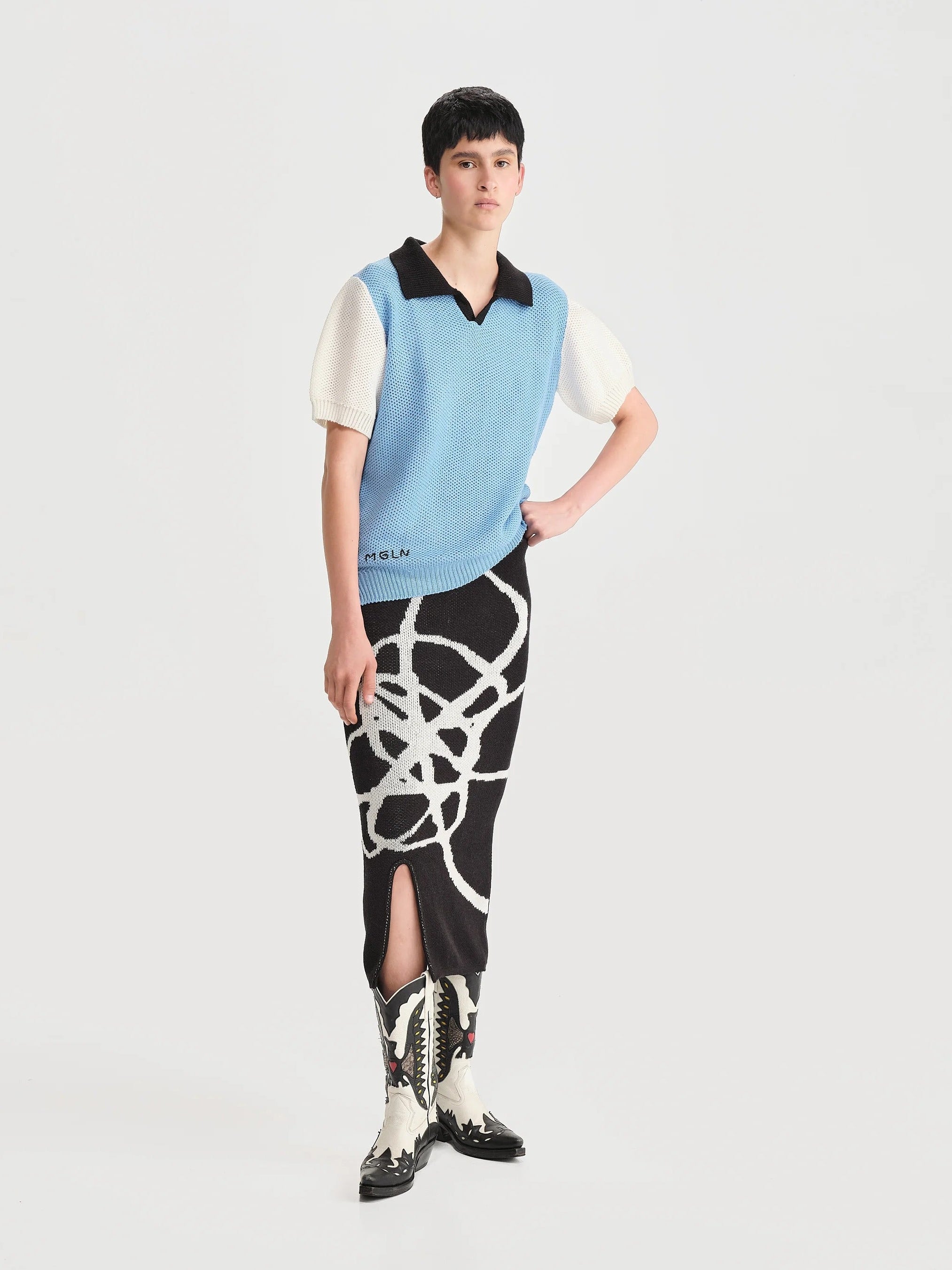Camiseta Polo Boliche Azul Mujer