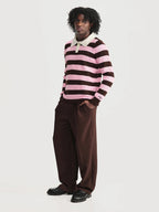 Polo Rayas Combinado Rosado Café Hombre