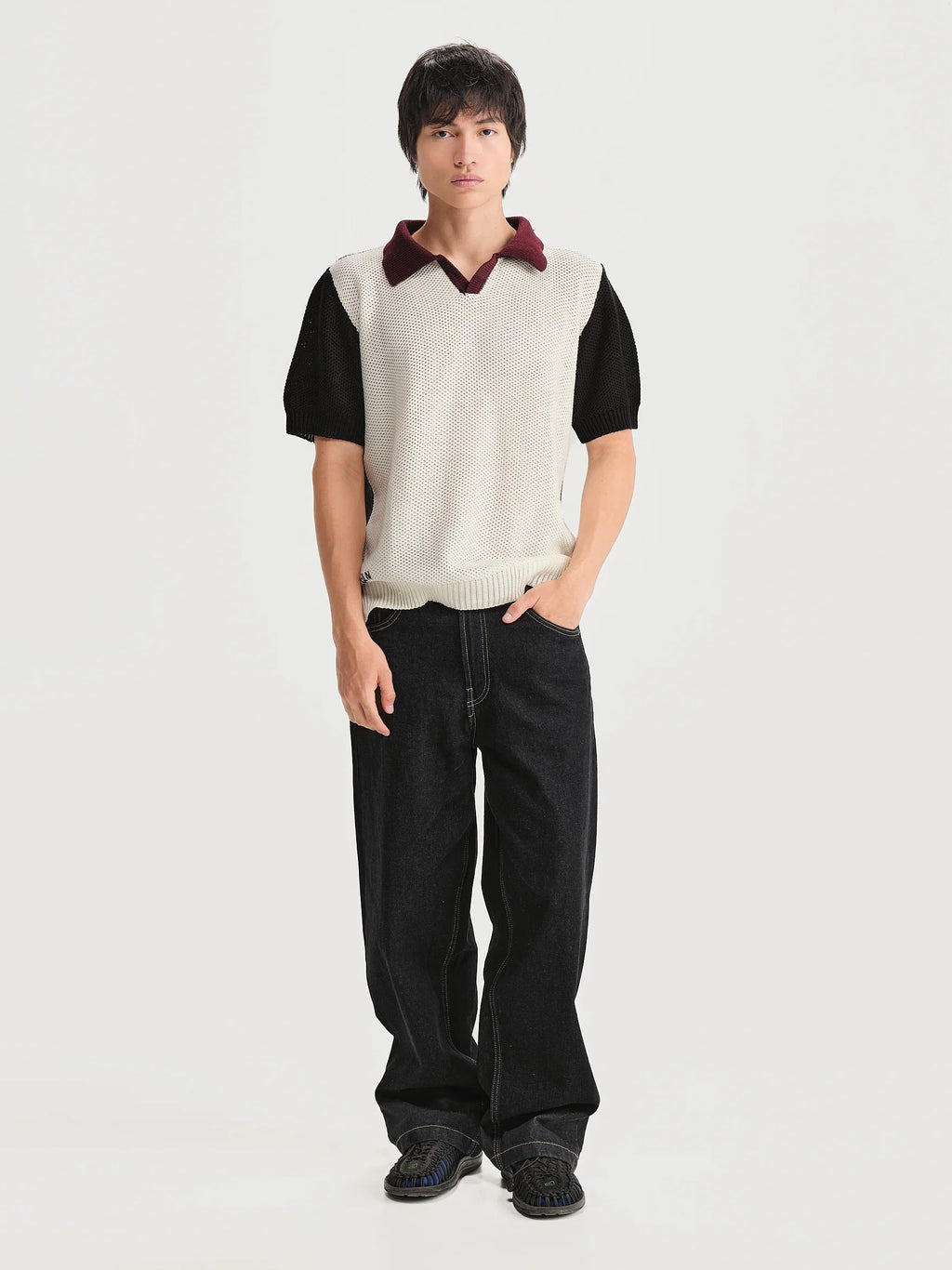 Camiseta Polo Boliche Blanco Hombre