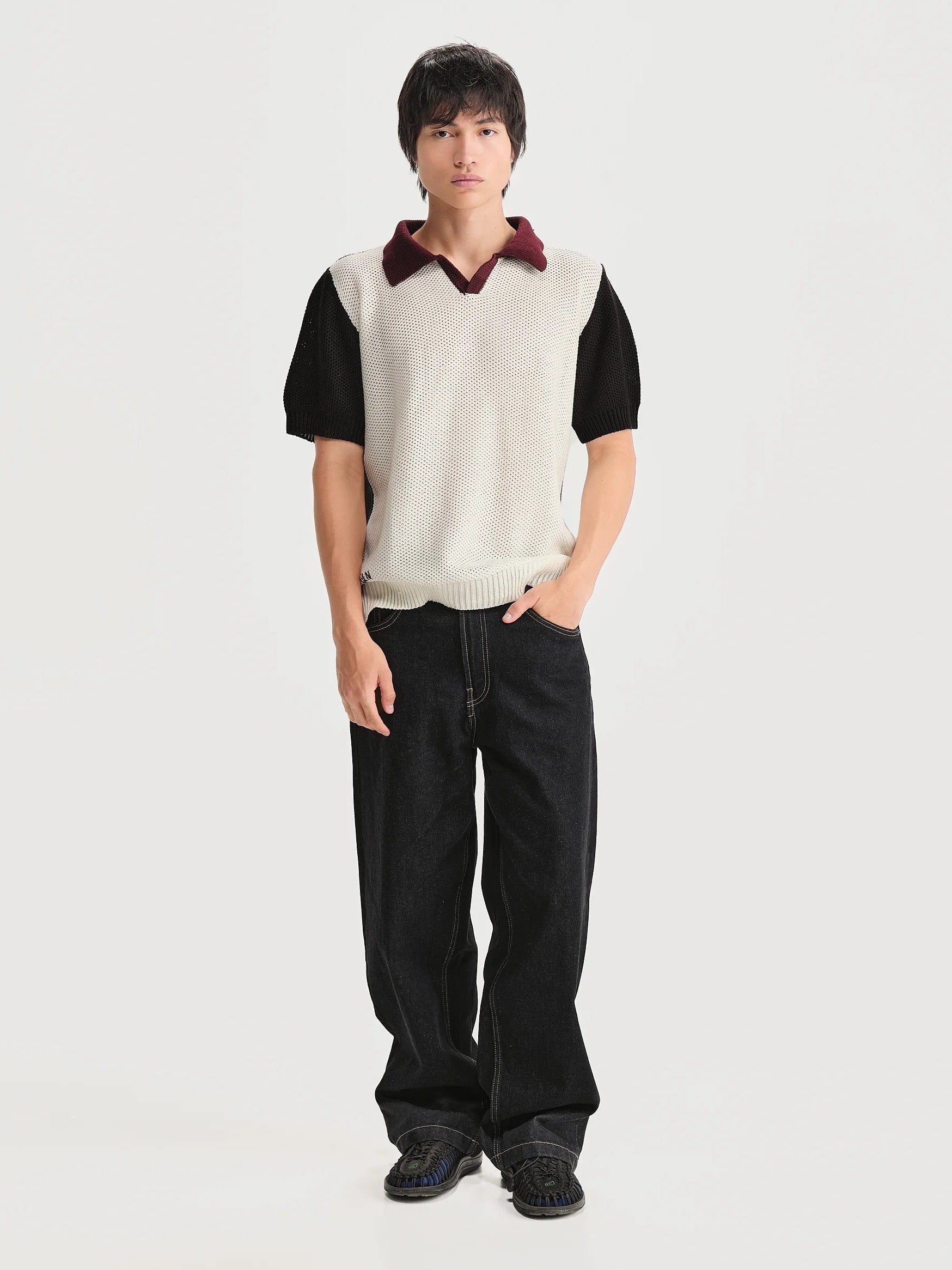Camiseta Polo Boliche Blanco Hombre