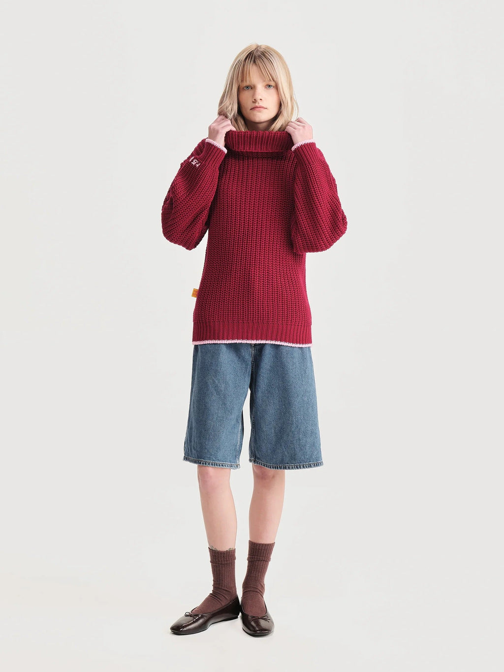Saco Cuello Tortuga Inglés Rojo/rosado Mujer
