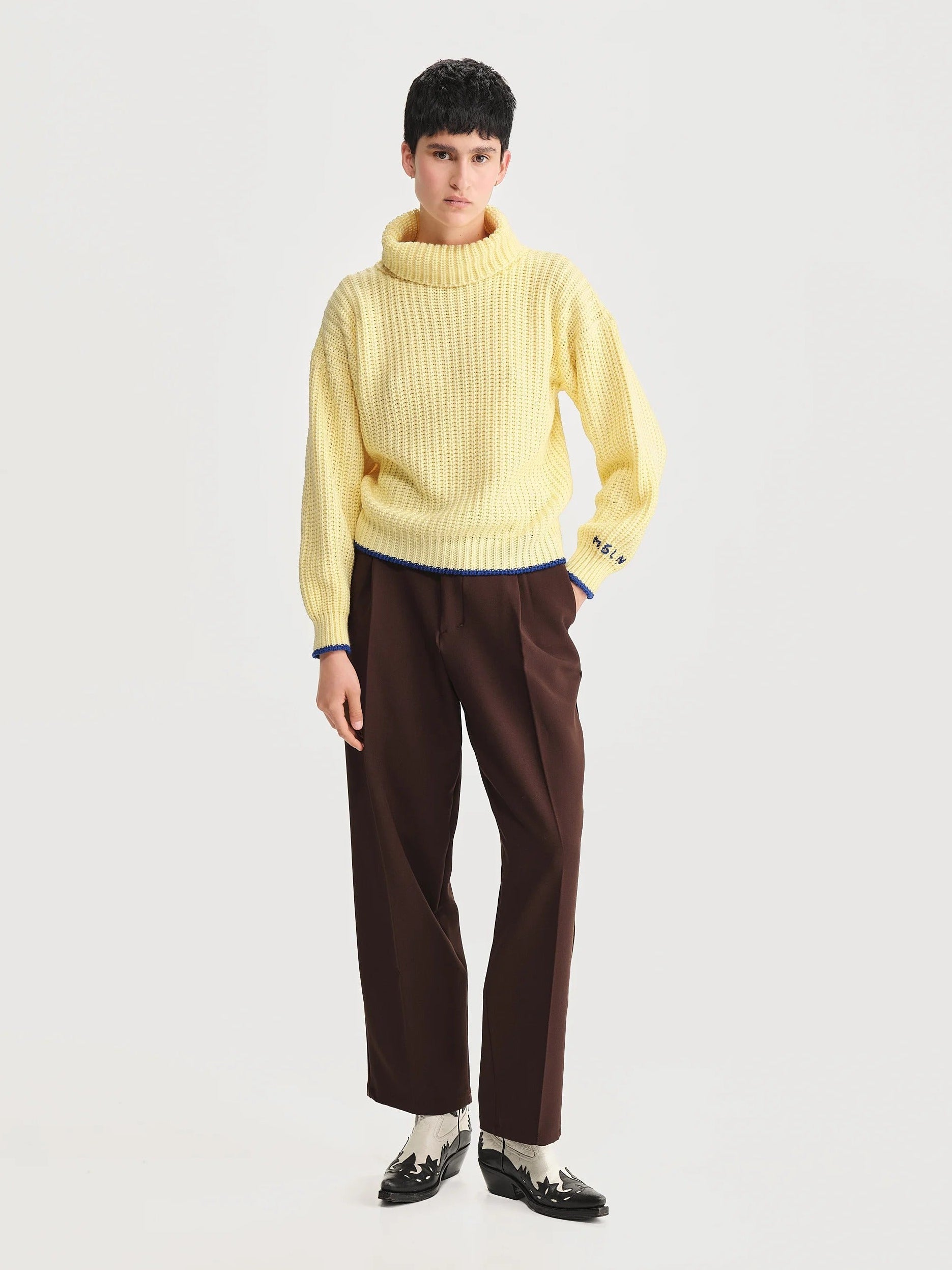 Saco Cuello Tortuga Inglés Amarillo/azul Mujer
