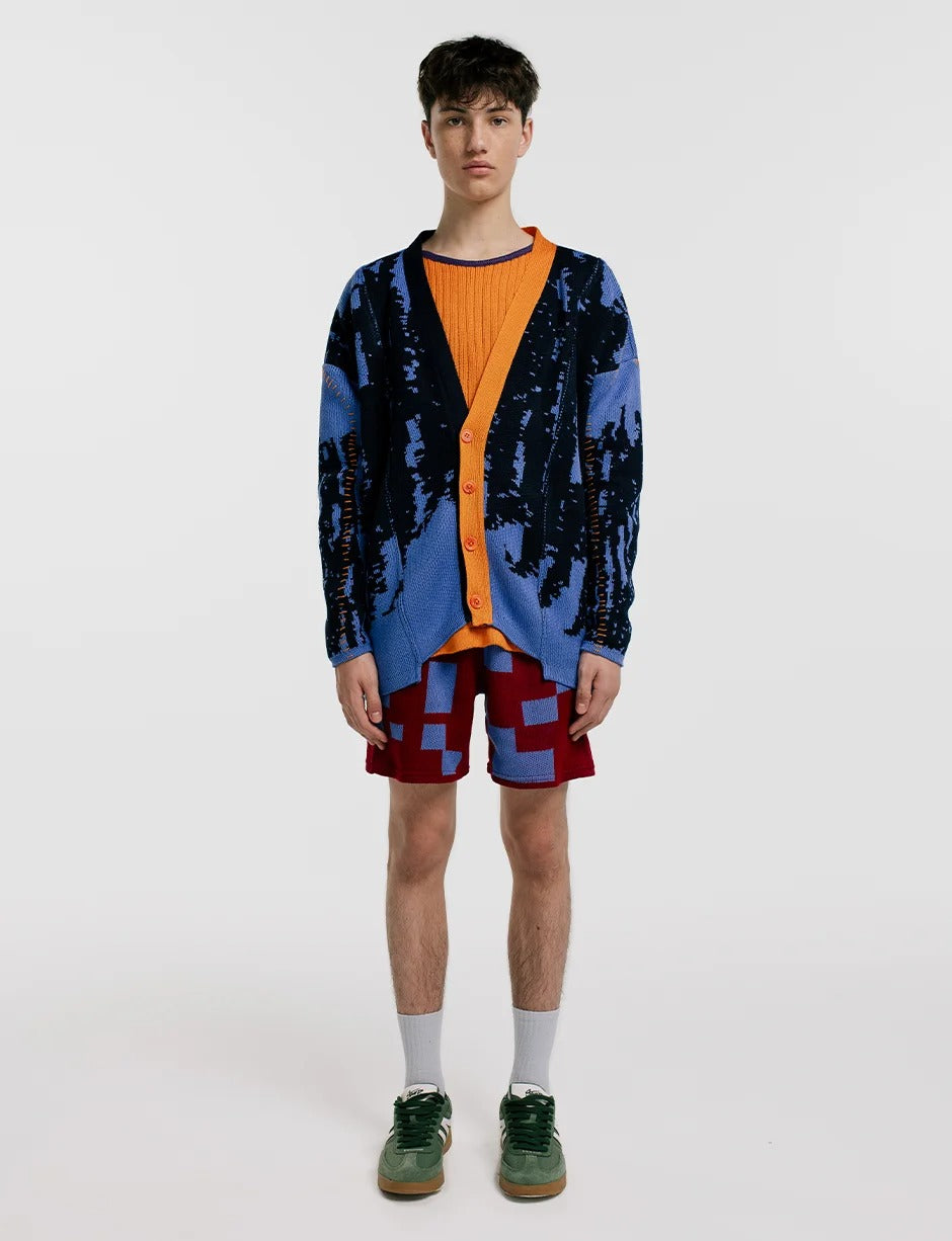 Cardigan fragmentado rayón hombre