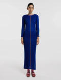 Vestido Largo Rib Azul foto de frente