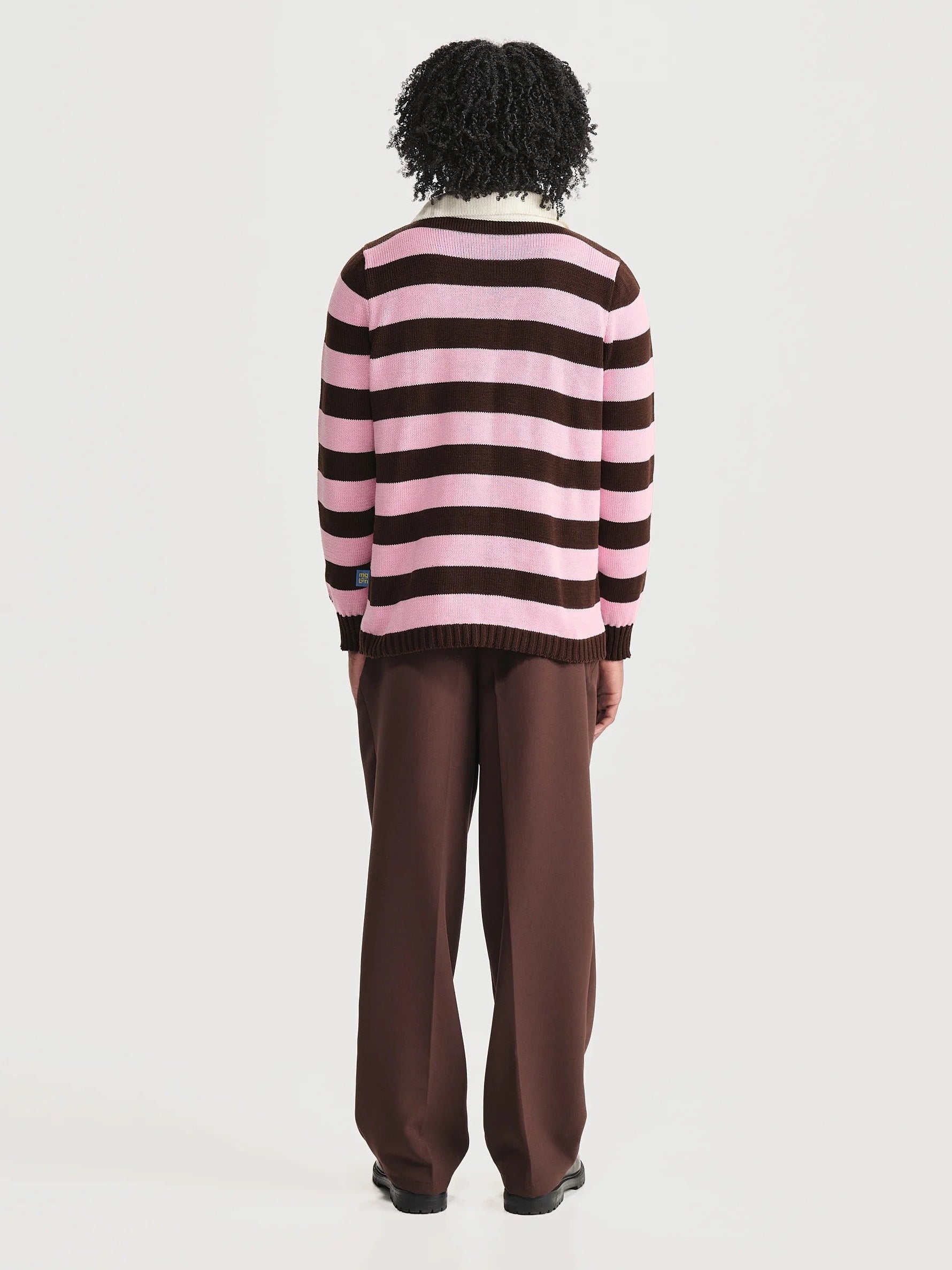 Polo Rayas Combinado Rosado Café Hombre
