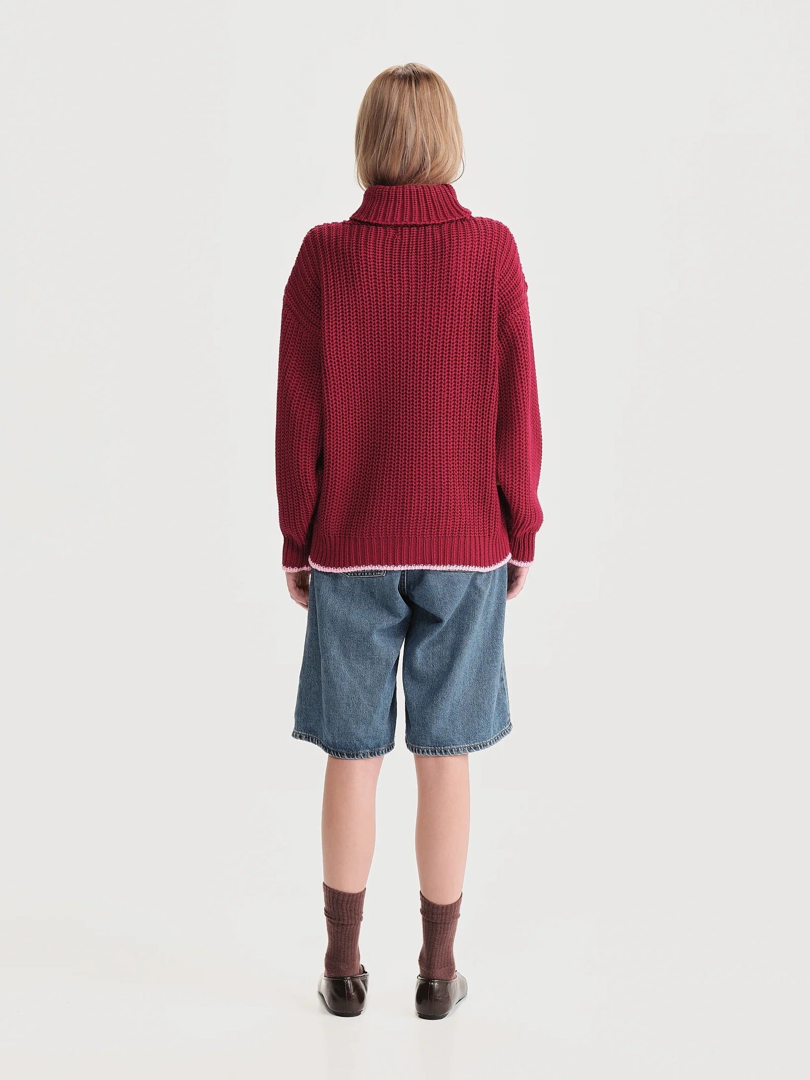 Saco Cuello Tortuga Inglés Rojo/rosado Mujer