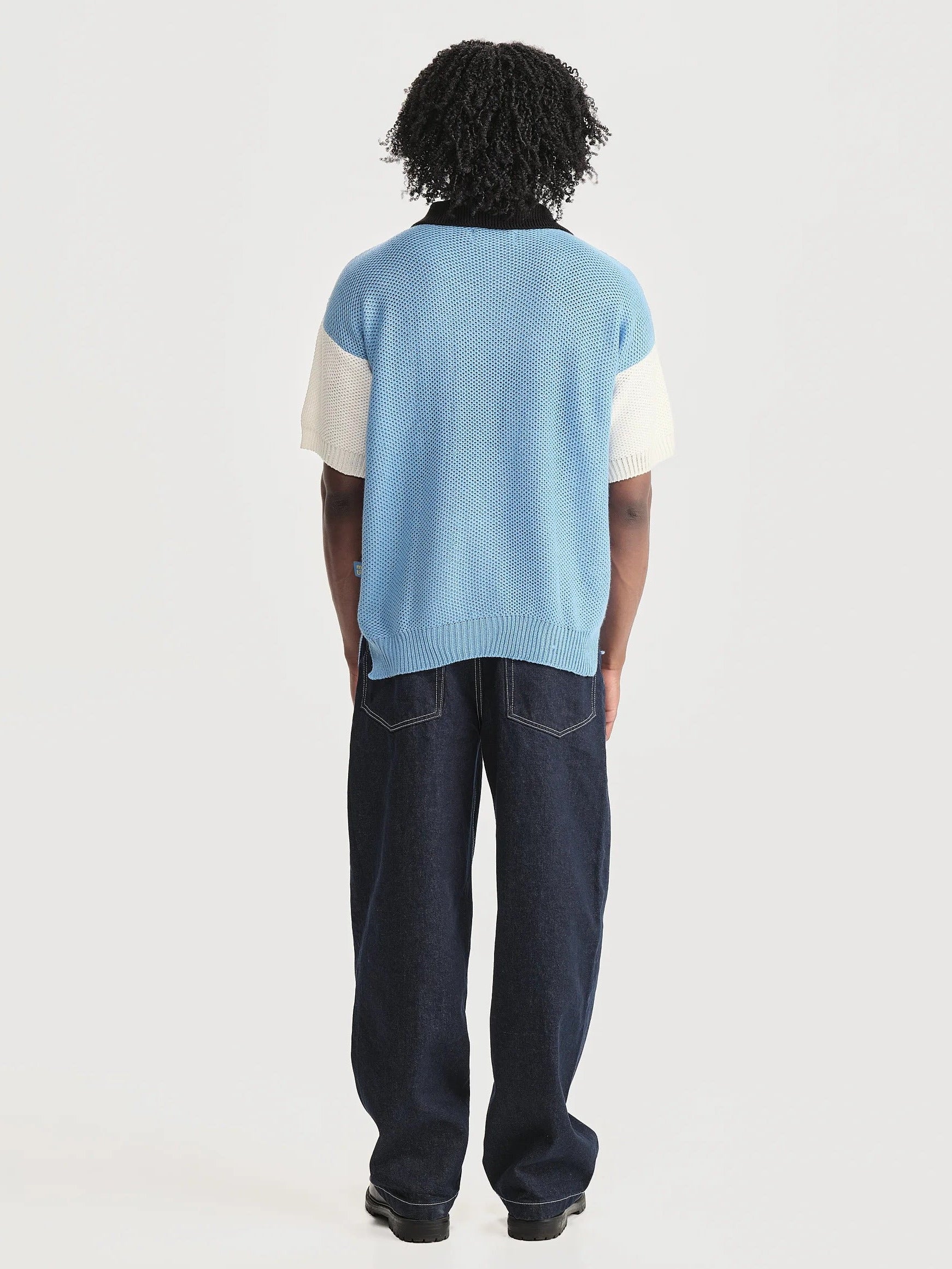 Camiseta Polo Boliche Azul Hombre