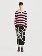Polo Rayas Combinado Rosado Café Mujer