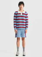 Polo Rayas Combinado Rojo Azul Hombre
