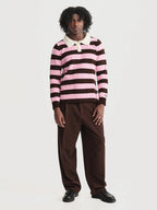 Polo Rayas Combinado Rosado Café Hombre