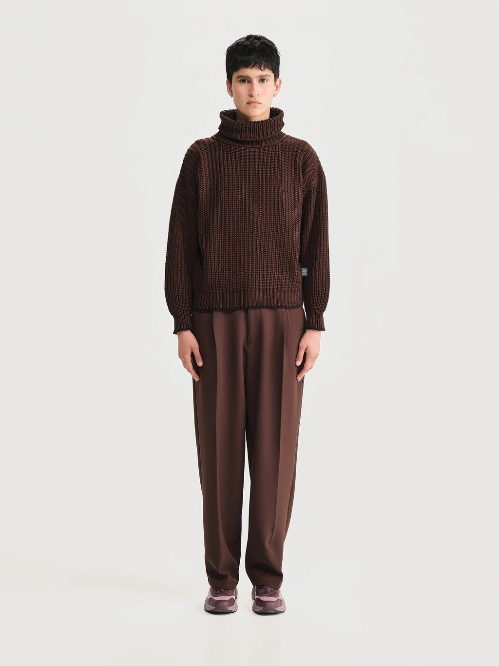 Saco Cuello Tortuga Ingles Marron Mujer