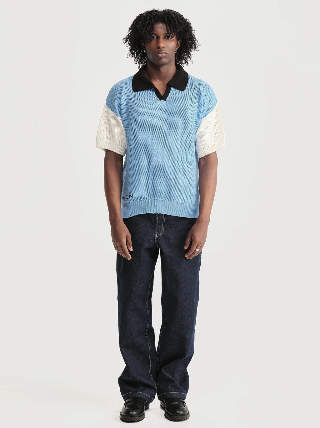 Camiseta Polo Boliche Azul Hombre