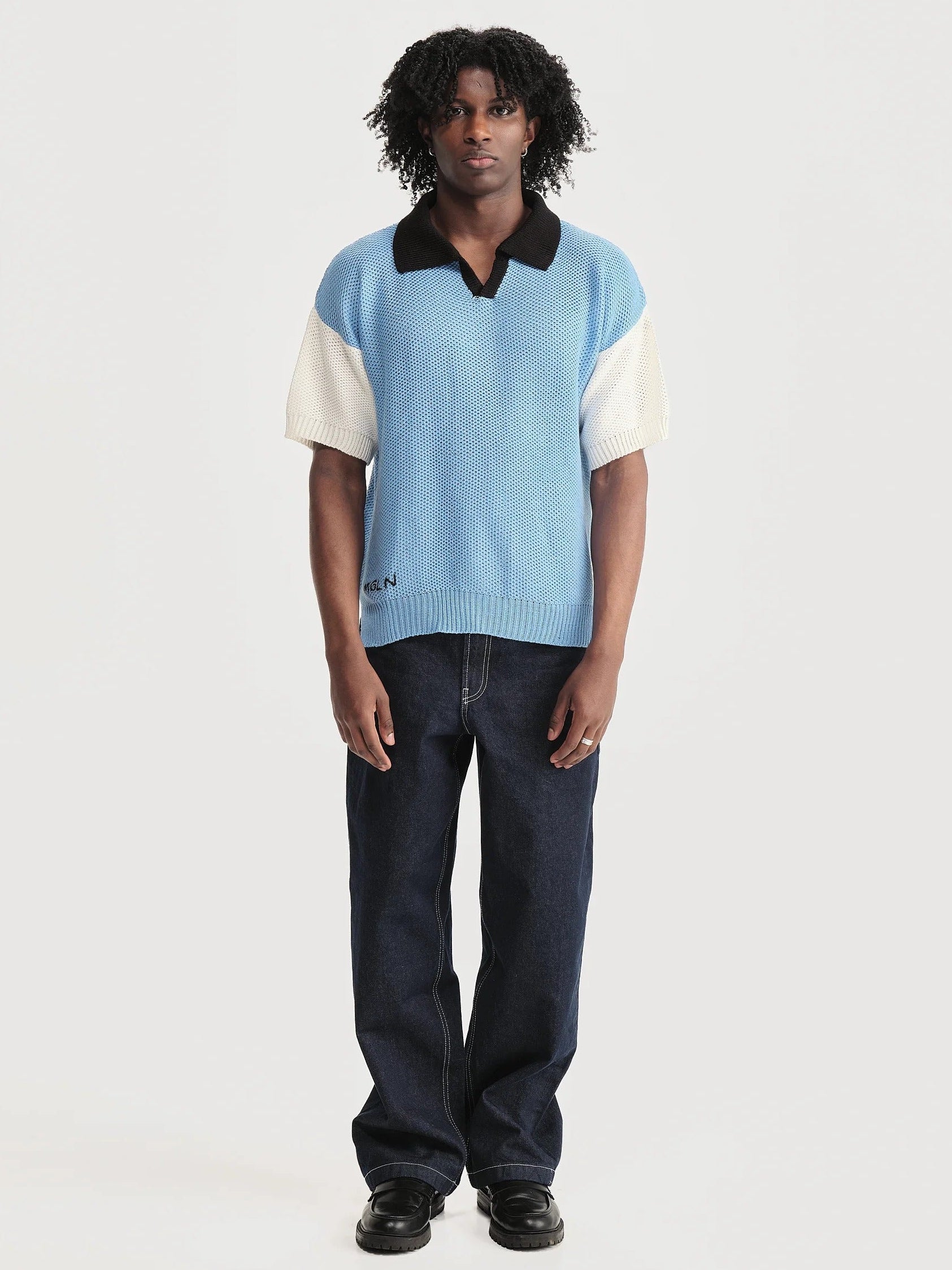 Camiseta Polo Boliche Azul Hombre
